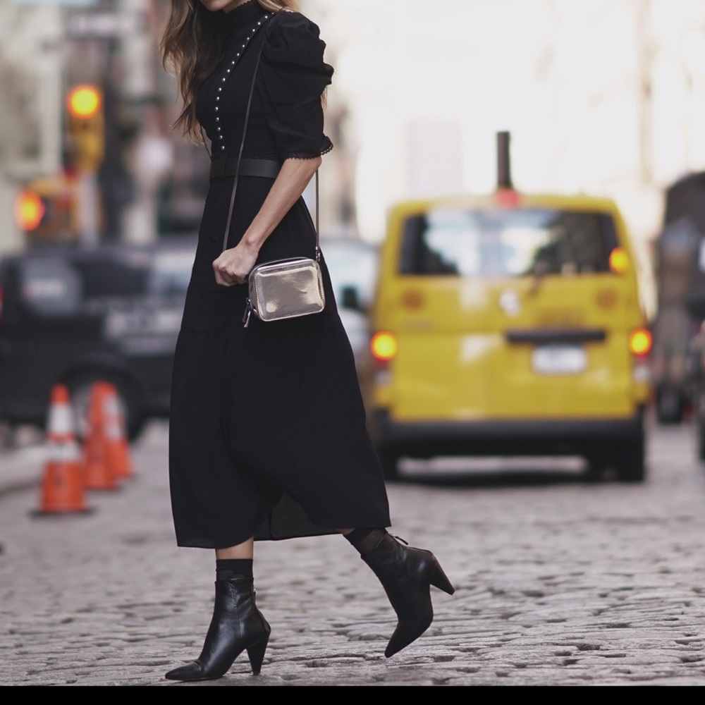 Black Midi Dress TOPSHOP